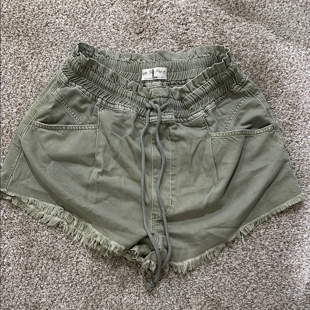 Free People Olive Green Drawstring Women's Shorts L